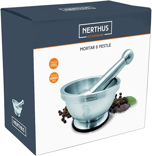 Miniatura 5 de NERTHUS Mortero y mortero FIH 020. Incluye una base de goma que evita el deslizamiento