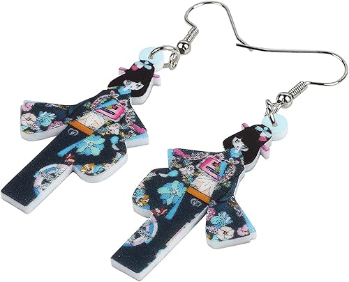 Miniatura 9 de DUOWEI Aretes de acrílico estilo japonés con diseño de anime para muñeca, colgantes, joyería para mujer