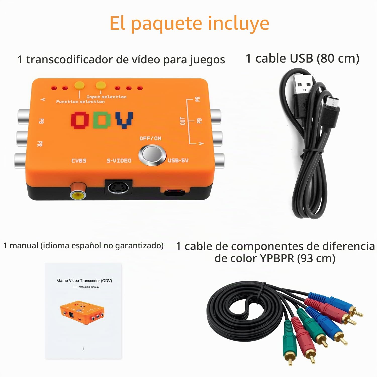 Mcbazel ODV-II - Convertidor de componentes Compuesto CVBS/S-Video/YPbPr a YPbPr con Cable AV componente para Consola de Juegos PS1/PS2/N64/GC/SFC/Retro