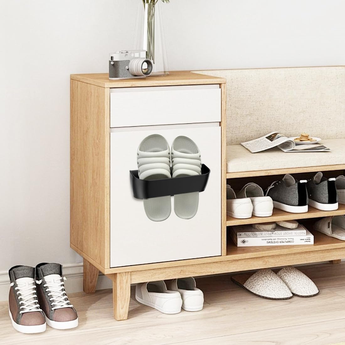Lot de 4 supports à chaussures muraux pour camping-car, autocollants ou à percer, porte-chaussures, étagère à chaussures pour camping-car, camping, salle de bain, salon