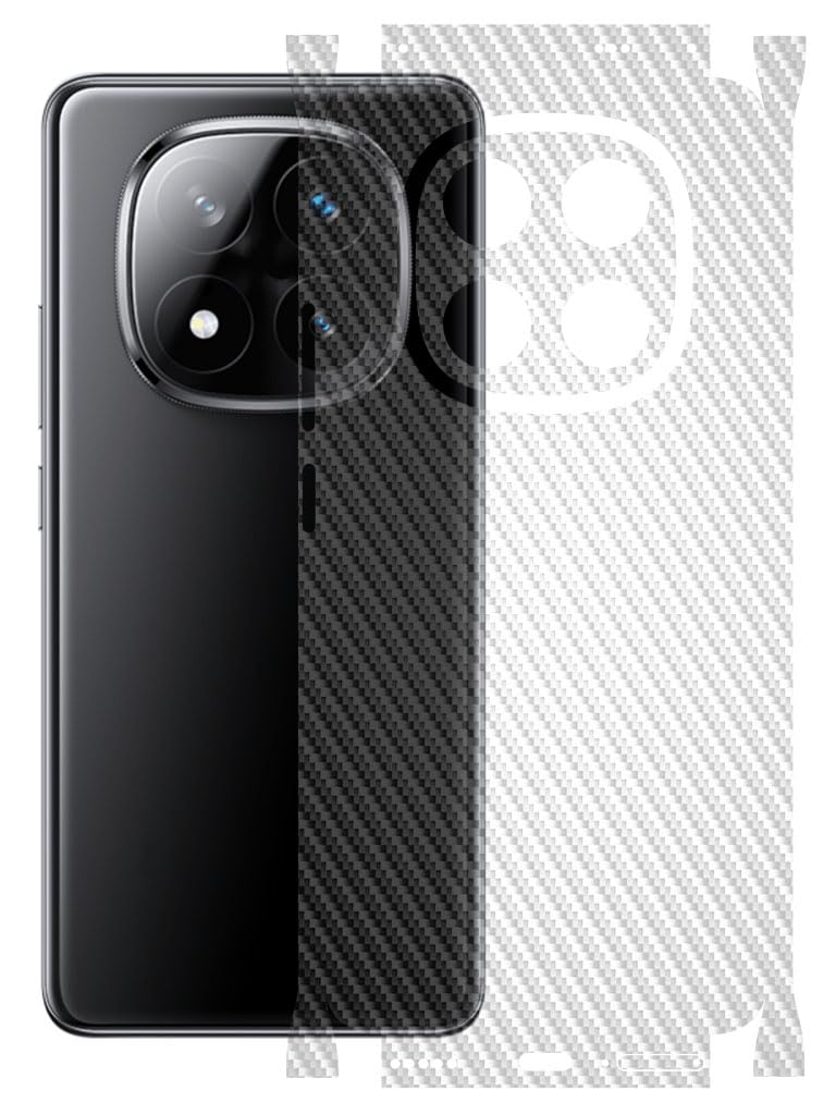 Mobile Skin Sticker Wrap | Compatible for REDMI Note 14 PRO Plus (5G)| Scratchproof Matte Finish | Full Coverage for All Sides & Camera Protection (Transparent CarbonFiber)-image-9