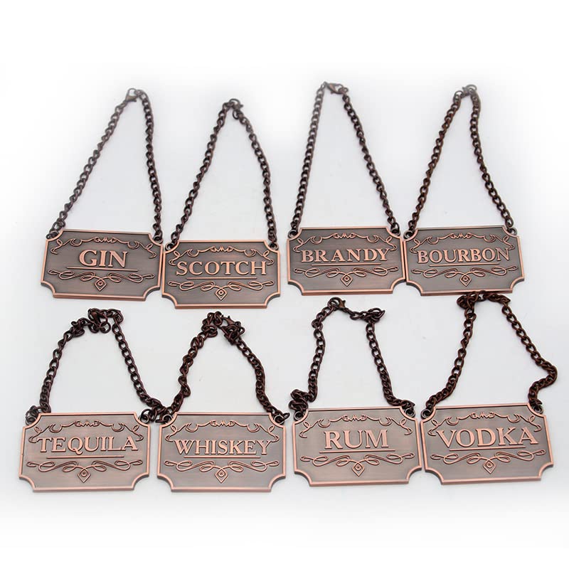 8Pcs Decanter Tags,Bottles Tags with a Polished Copper Finish for Bottles or Decanters