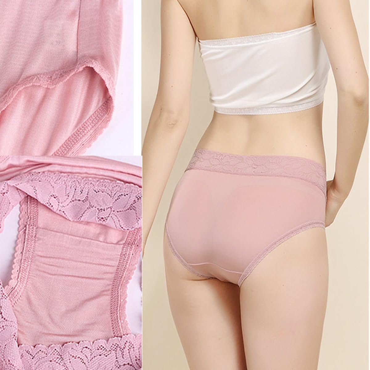Calzoncillos de seda de morera para mujer, braguitas brasileñas de cintura alta, ropa interior para mujer, cómodas, sin costuras, bragas sexys hipster bragas suaves de encaje, paquete de 6