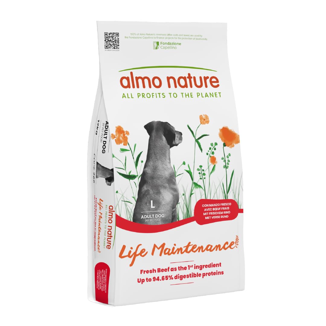 almo nature Holistic Adult Dog Maintenance Large ze świeżą wołowiną - kompletna sucha karma dla dorosłych psów, dużych ras, 12 kg