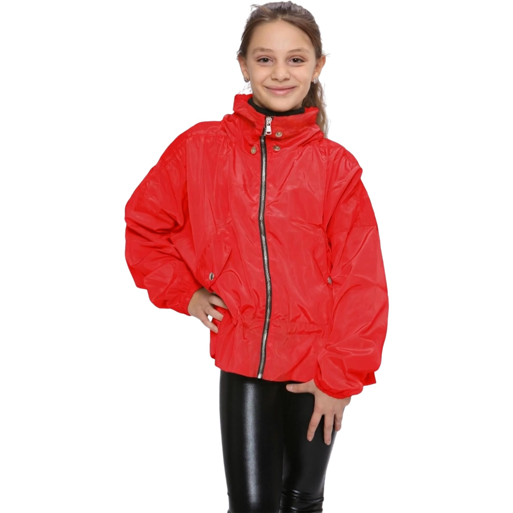 A2z 4 Kids Girls Red Windproof Showerproof Lightweight Rain Jacket