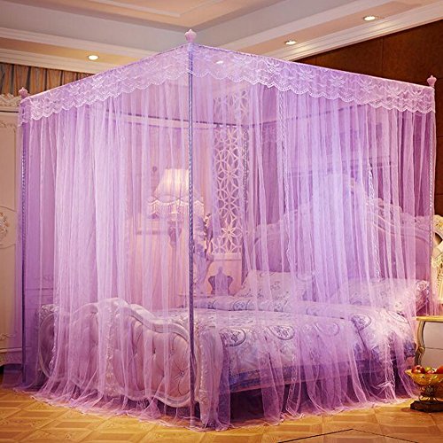 Nattey 5 Corners Princess Bed Curtain Canopy Canopies For Girls Boys Adults Bed Gift (Twin, Purple) #TOP1