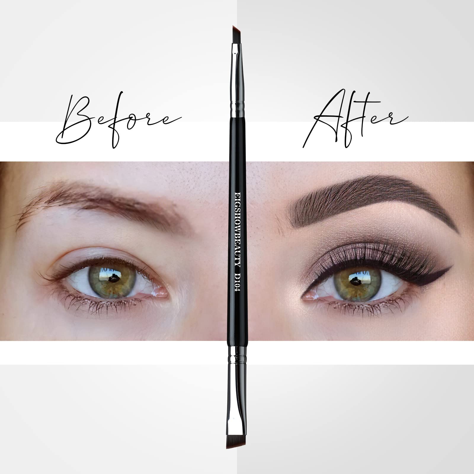 EIGSHOW Pennello per sopracciglia e pennello per eyeliner, trucco a doppia estremità, pennello per sopracciglia angolato, eyeliner ultrafine(D104)