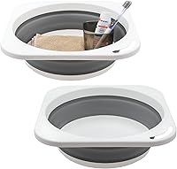 Vista 8 de Fregadero portátil plegable de 5 L (1.4 galones), juego de 2, sartén de cocina, ahorro de espacio para dormitorio, campamento, pesca, viajes y baño