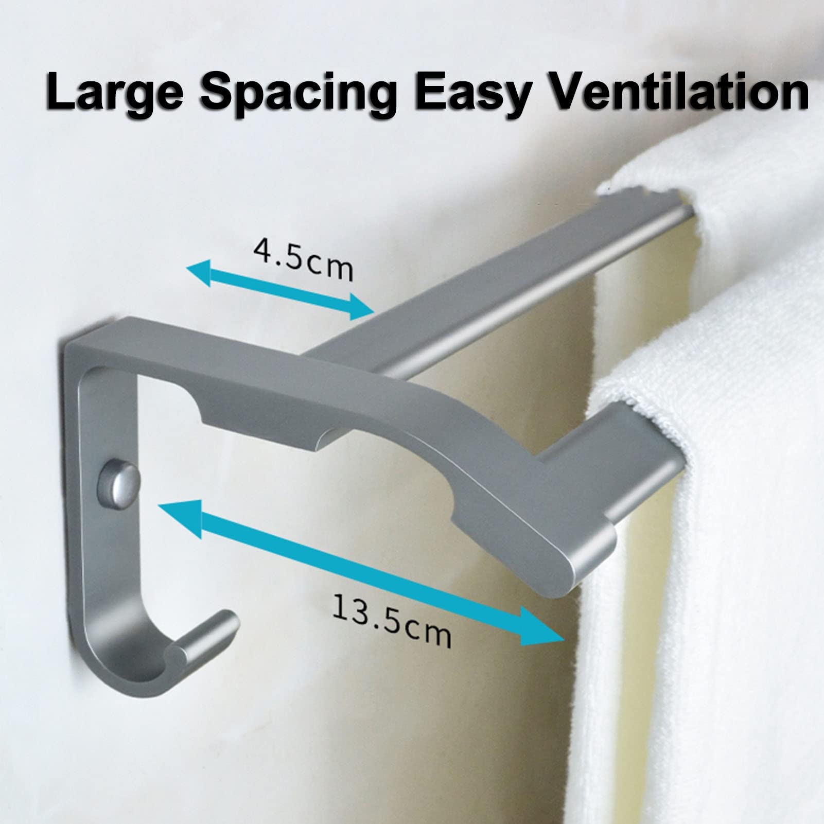 Doppio portasciugamani 110/120 cm, portasciugamani a Parete per Bagno o Cucina, mensole multifunzionali per portasciugamani (Dimensioni : 60cm)