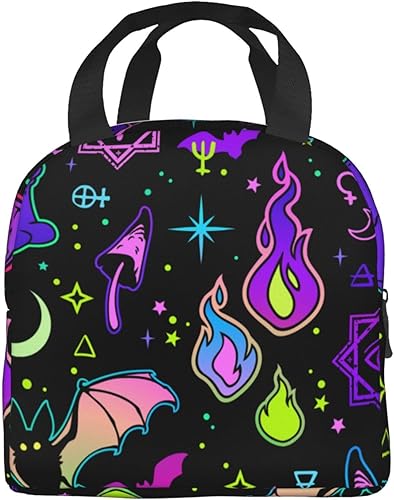 Miniatura 3 de Bolsa de almuerzo reutilizable con aislamiento térmico para preparar comidas para hombres y mujeres, trabajo, picnic o viajes (bruja gótica de bruja)