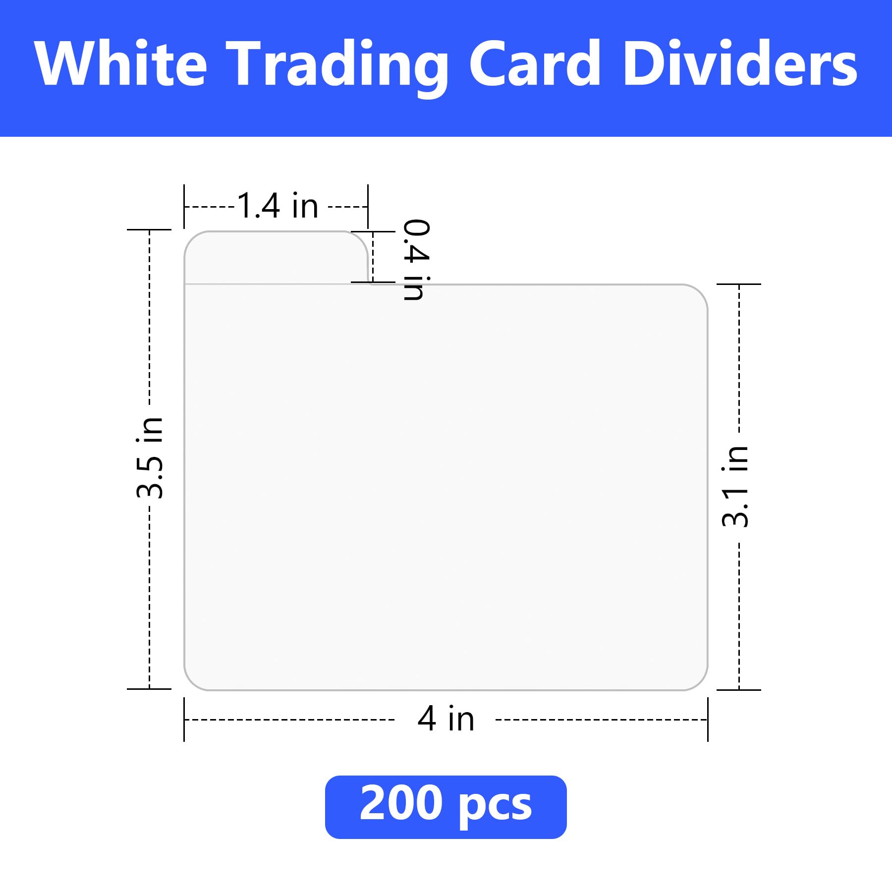 100 separadores de tarjetas coleccionables blancos, organizador de tarjetas divisoras de papel para juegos deportivos, negocios, juegos, reuniones, suministros de almacenamiento (blanco-horizontal)