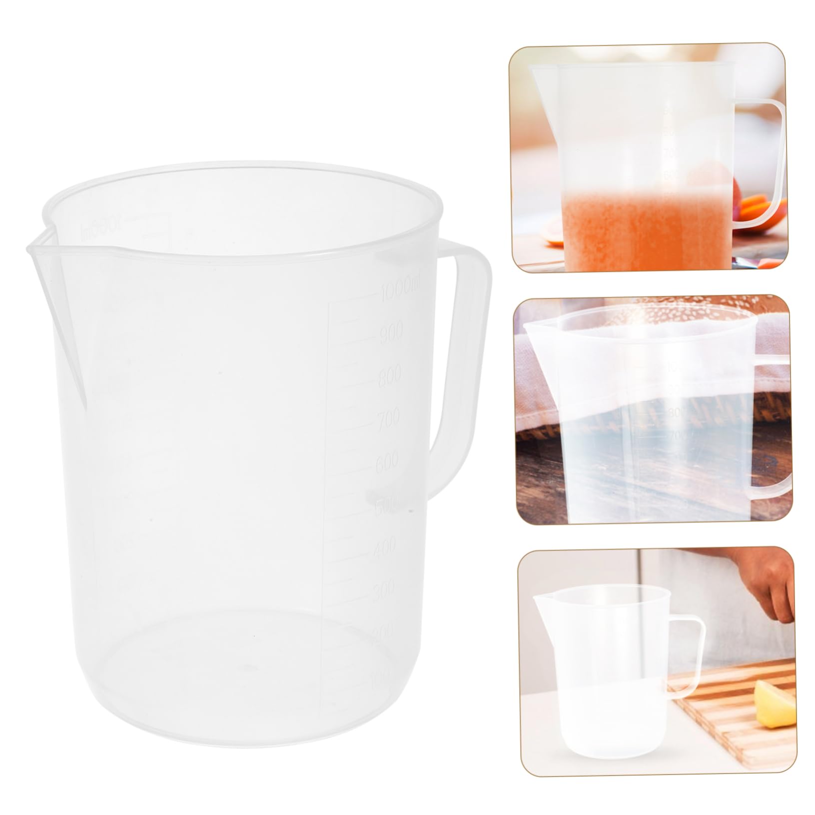MAGICLULU Vasos Medidores Reutilizables De Plástico De 1000 Ml Aptos Para Experimentos Industriales 2 Unidades