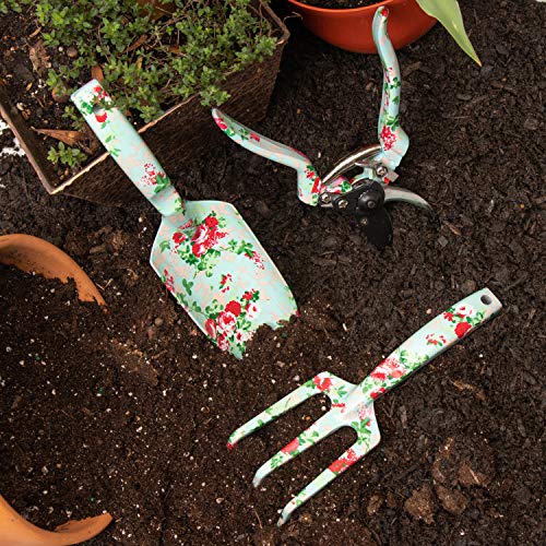 Garden Tools Set (4 pcs) - Garden Shears, Trowel, Hand Cultivator - Floral Gardening Tools for Women - Gardening Supplies Gardening Kit - Great Gardening Set for Outdoor and Indoor Gardening