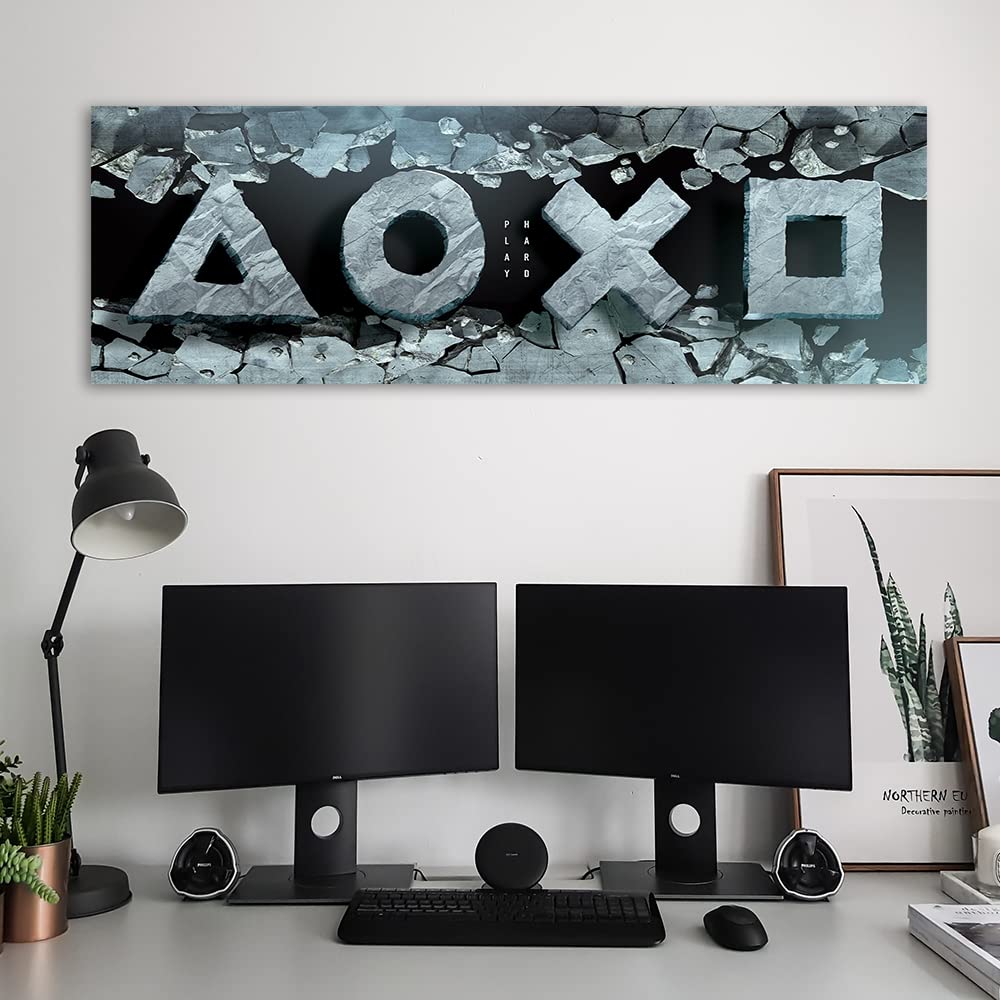 Feeby Cuadro en Lienzo Para Jugadores Videojuegos 90x30 cm XXL 1 Pieza Modernos Impresión Artística Calidad fotografica Imagen Decoración De Pared Salon Dormitorio Abstracto Gaming Play Multi