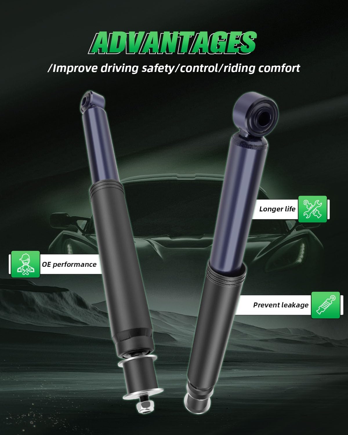 SCITOO Rear Auto Shocks Set, Fit for 2002-2005 Kia Sedona, Black Gas Struts Shock Absorber Set of 2 Bare Struts