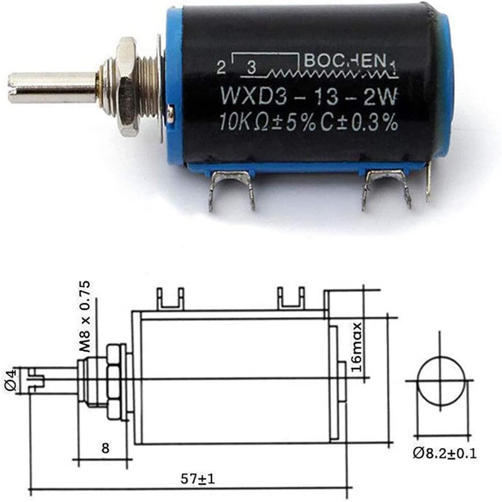 5PCS WXD3-13-2W Potenziometro Di Precisione Multigiro 100-100K Ohm Kit