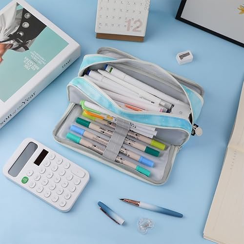 Vista 60 de iSuperb Estuche grande para lápices con 3 compartimentos, bolsa de lápices de gran capacidad para niños, adolescentes, niñas, niños, estudiantes