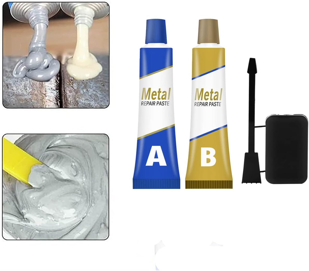 Magic Metal Cast Iron Repair Paste Set, Water-Proof Permanent Metal Repair Paste Set, Industrial Heat Resistance Cold Weld Metal Repair Paste for Metal, Miracle Welding Glue