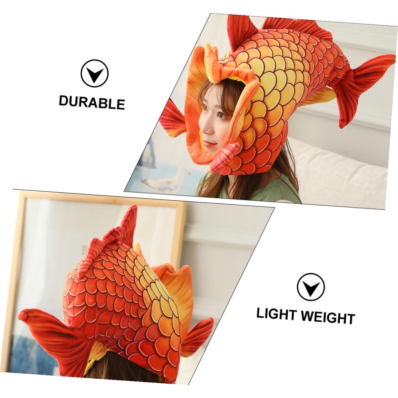 Cabilock Sombrero de Disfraz para Rojo Forma de Cabeza de Pez Divertido para Fiestas de Halloween y Juegos de Rol Gorra de Tela Cómoda y Cálida para Eventos y Celebraciones