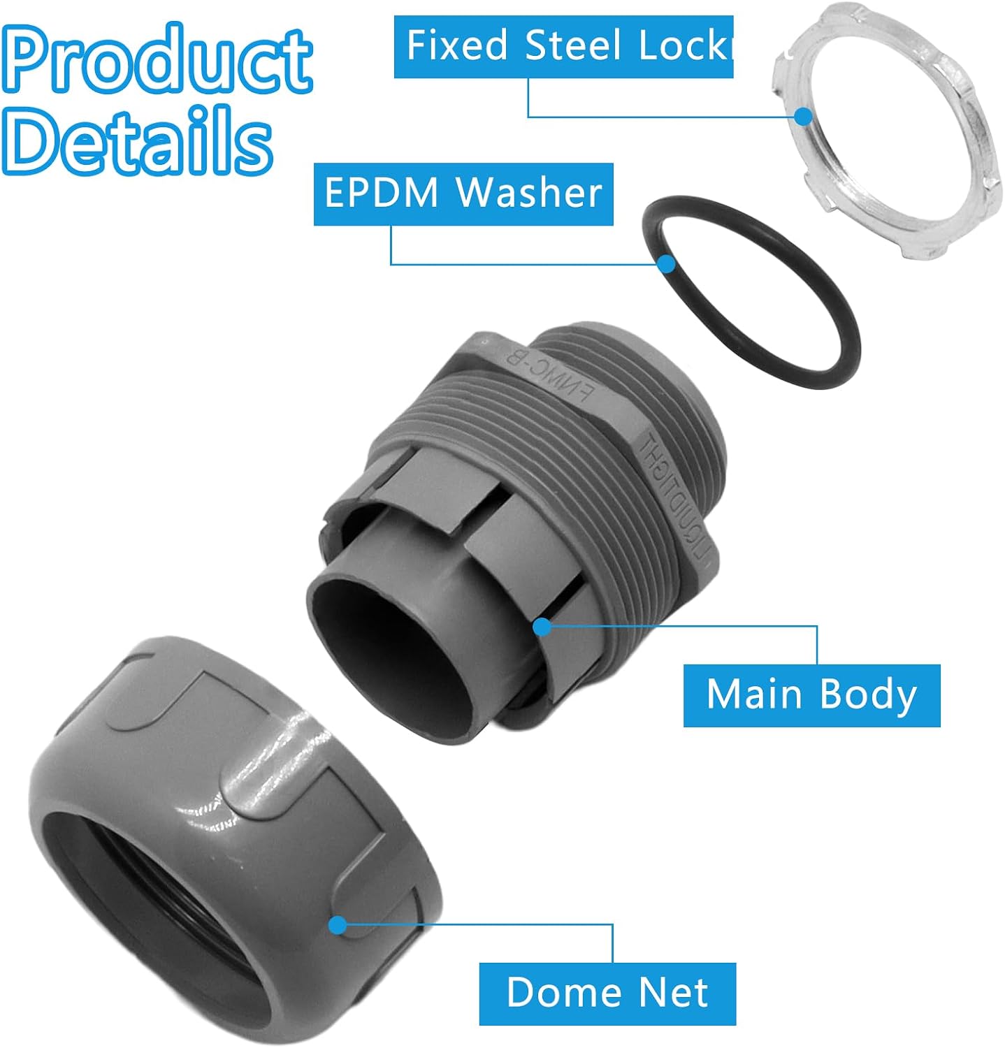 Non-Metallic Liquid Tight Conduit Connector, Flexible Conduit Fittings Electrical PVC Fittings (1-1/4 Inch, 5Pcs)