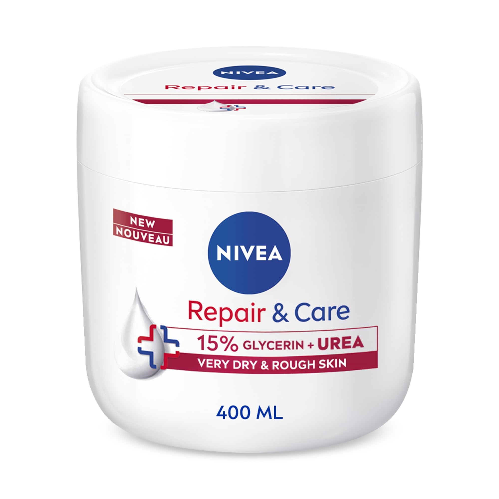 NIVEA Repair & Care Urea Cream (400 ml), tief feuchtigkeitsspendende Feuchtigkeitscreme, spendet trockener Haut Feuchtigkeit mit Urea und Glycerin für 72 Stunden, ideal für Körper, Hand und Gesicht