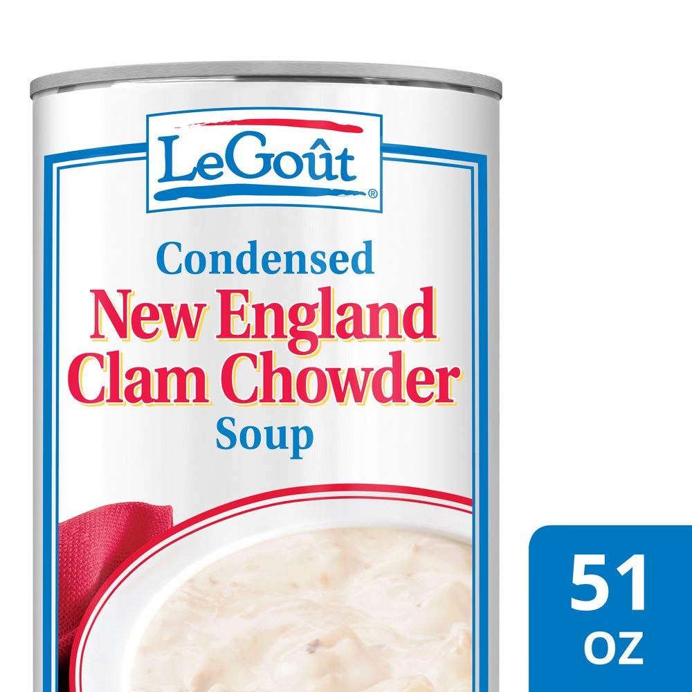 LeGout New England Clam Chowder Condensed Canned Soup, 0g Trans Fat, 51 oz, Pack of 12