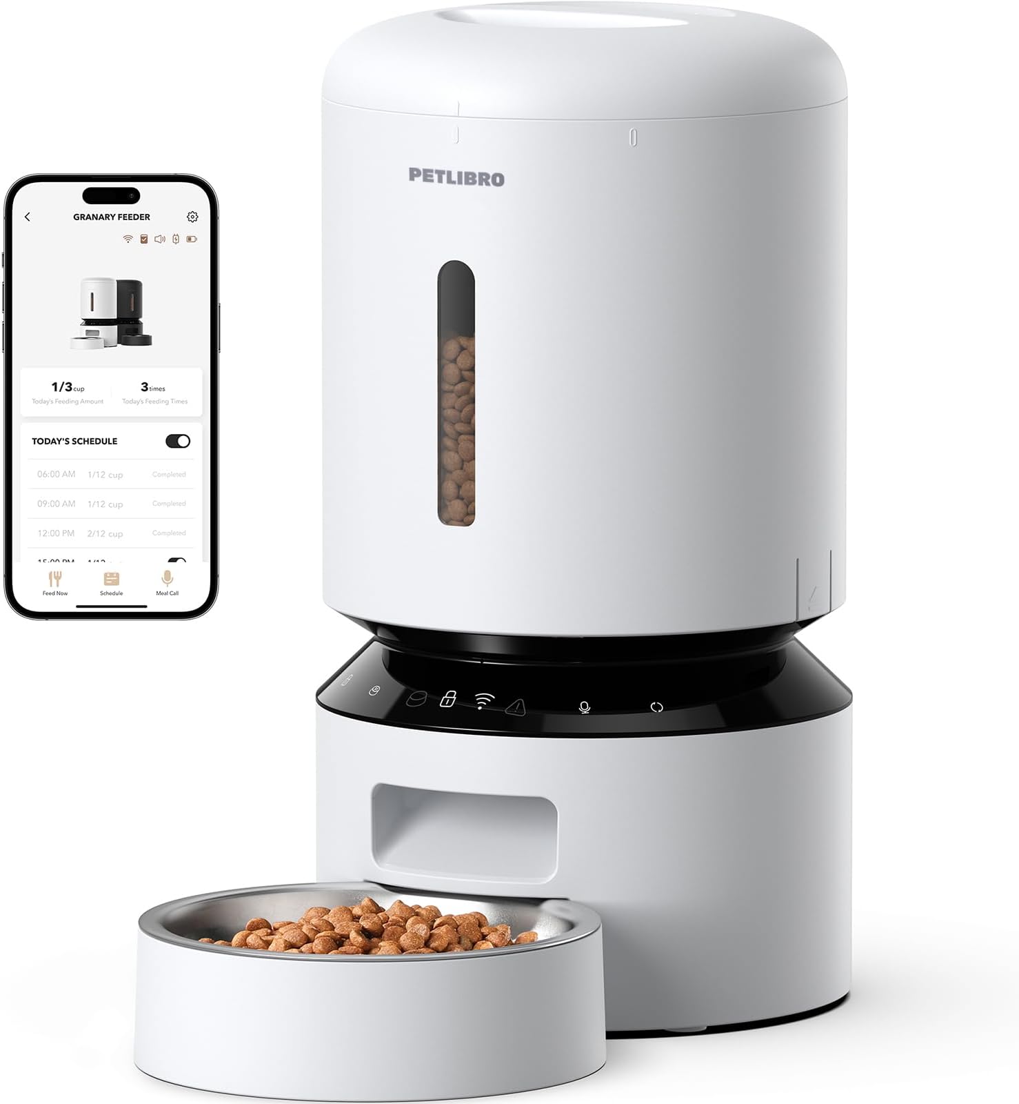 Automatic Cat Feeder, Granary 5G WiFi Pet Feeder with APP Control, for Pet Dry Food, Freshness Preservation, 5L Timed Cat Feeder with Low Food Sensor, Up to 10 Meals Per Day for Cats Dogs