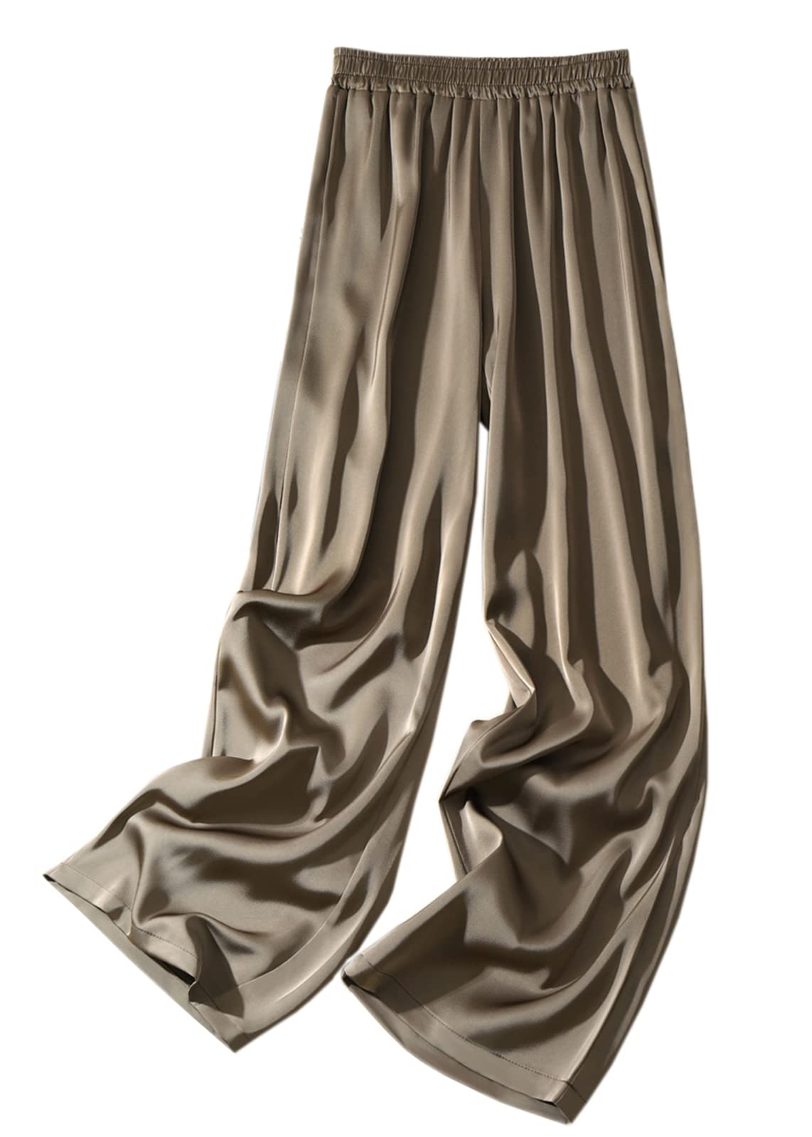 SANGTREE Womens Silk Satin Wide Leg Pants