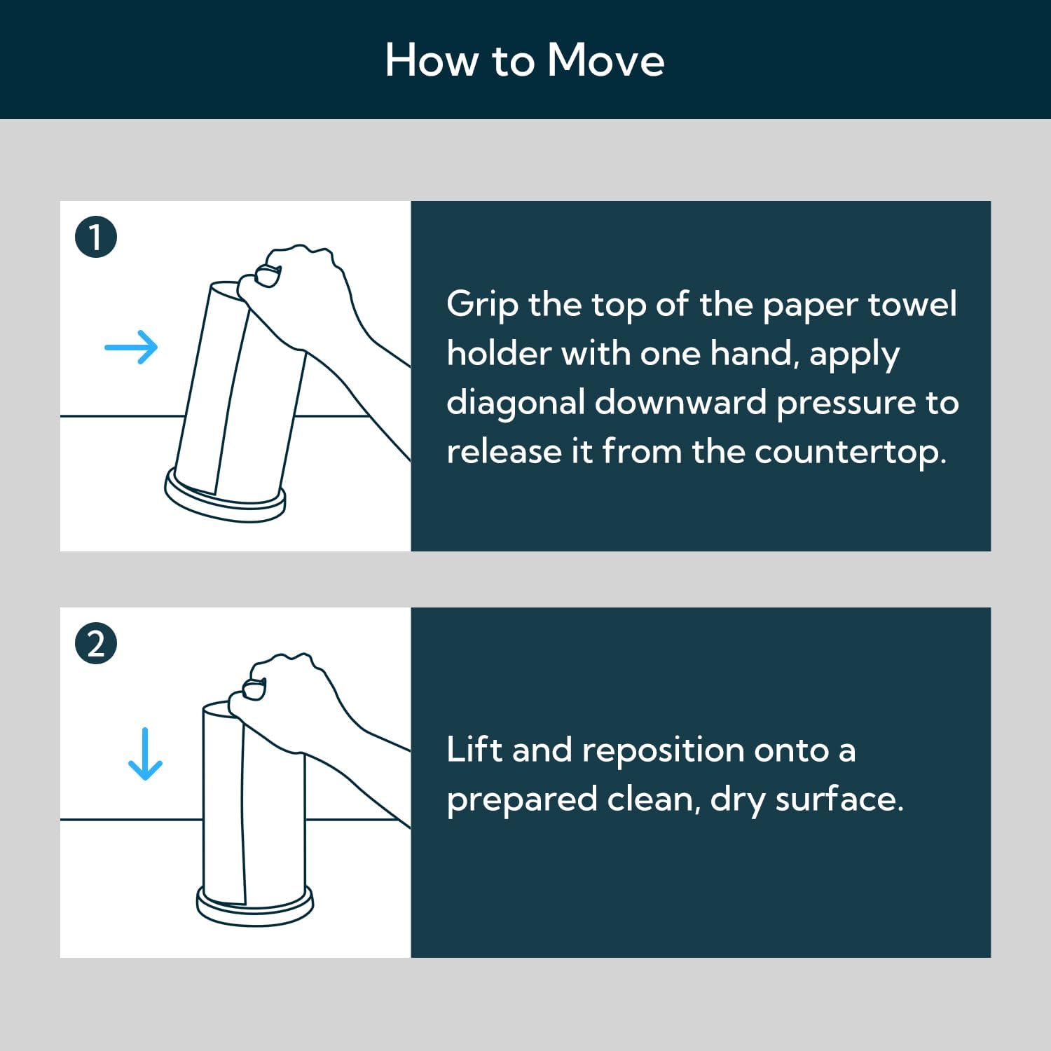 KITCHENDAO One-Handed Countertop Paper Towel Holder, Rotation Freestanding Kitchen Paper Holder Stand, Stainless Steel Paper Roll Holder with Weighted Base High-Adhesion Pad Sticker