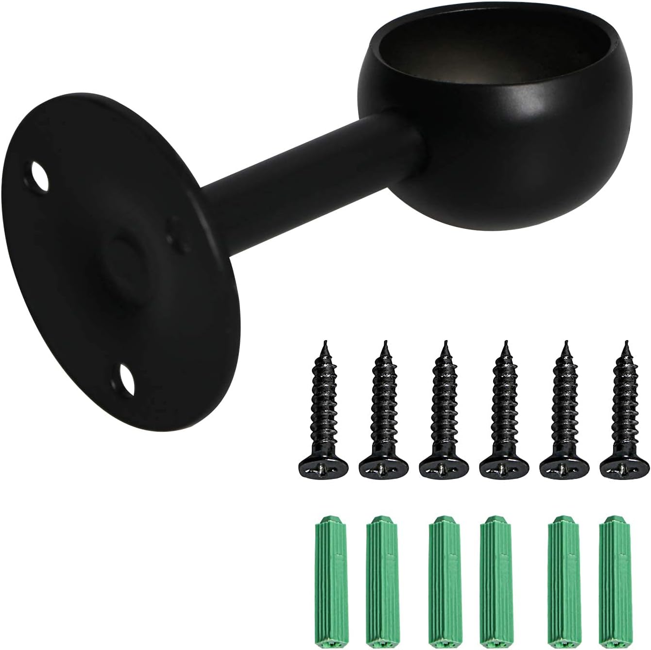 Aopin Closet Rod Brackets with Matte Black Finish 32mm / 1-1/4" Wardrobe Rod Brackets Curtain Rod End Supports Flange Rod Holder Brackets Stainless Steel, Closet Pole Socket Brackets 4 Pcs