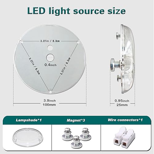 Miniatura 4 de Yun Cai Kit de luz de ventilador de techo de 3.9 pulgadas, 18 W, AC120V, luz cálida 3000 K, 1800 lm, kit de readaptación de luz de techo, bombilla