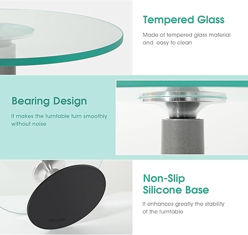 Miniatura 10 de Uten Soporte para tartas de 12 pulgadas, soporte de decoración de pastel de vidrio, soporte giratorio grande para decoración de tartas, cumpleaños,