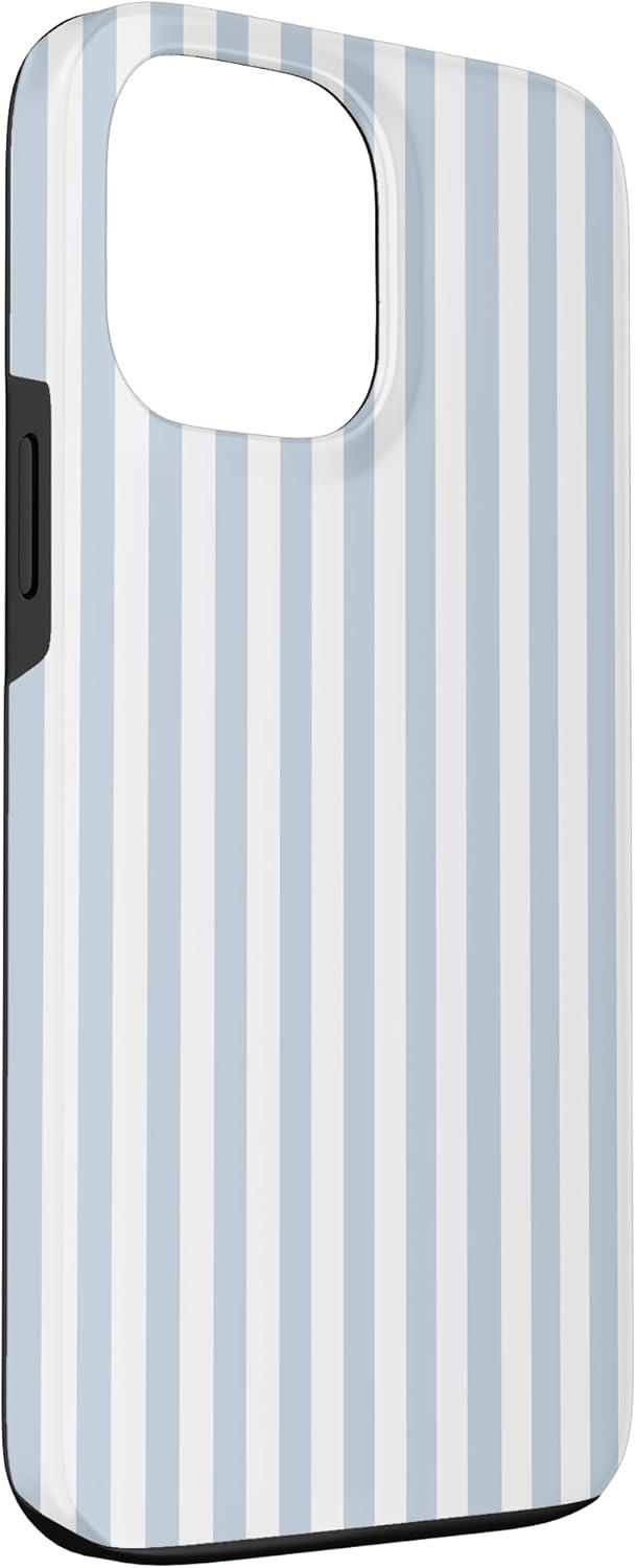 White and Light Blue Striped Geometric Line Pattern Case for iPhone 13 Pro Max - Image 3