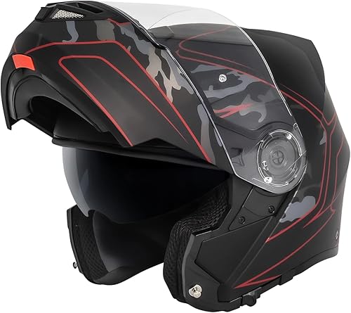 VCAN VX28 Casco modular de motocicleta abatible de cara completa, aprobado por DOT, almohadilla Coolmax para mejillas y listo para OTG