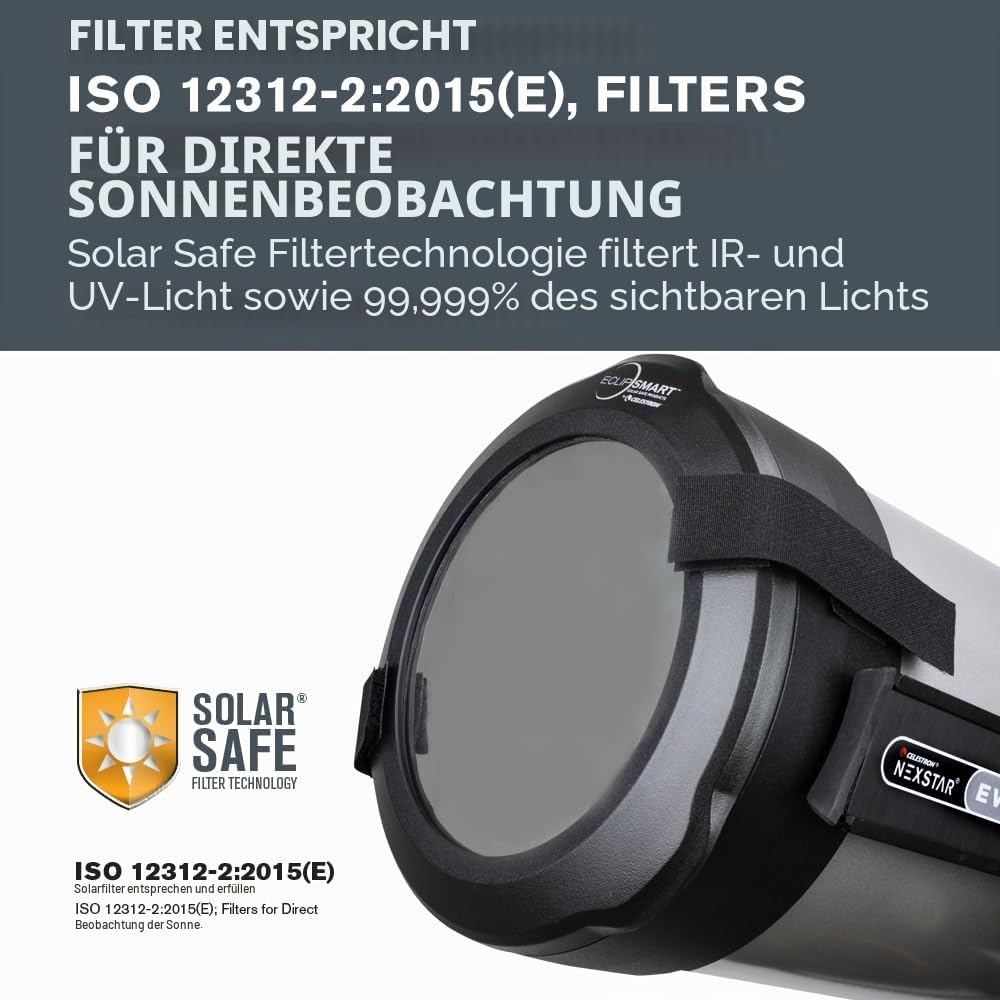 Celestron 94244 EclipSmart Solar Eclipse Telescope Filter ISO 12312-2 for 8" Schmidt-Cassegrain EdgeHD