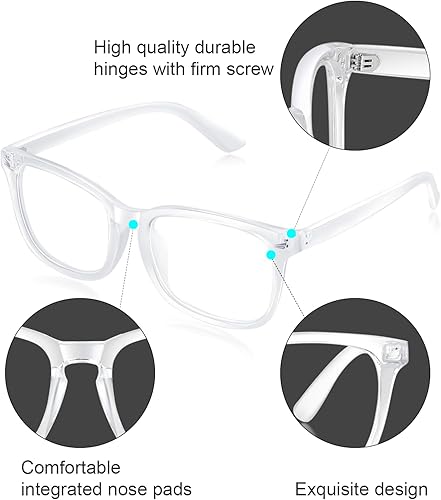 Miniatura 5 de Gafas de bloqueo de luz azul para mujereshombres, marco transparente, anteojos cuadrados para computadora y juegos