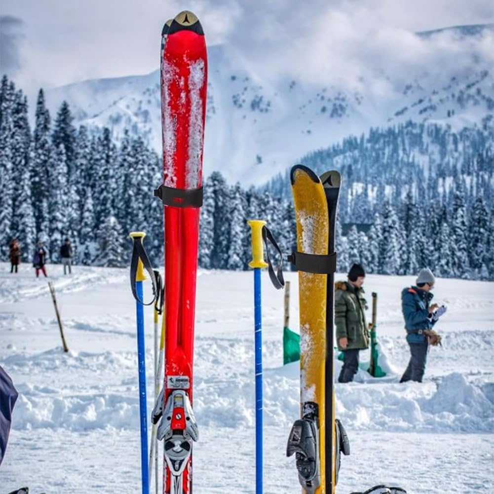 6 Cinghie Regolabili Per Sci E Snowboard - Multifunzionali Con Imbottitura, Trasporto Sicuro, Misure 50x5 Cm, Nylon-cotone
