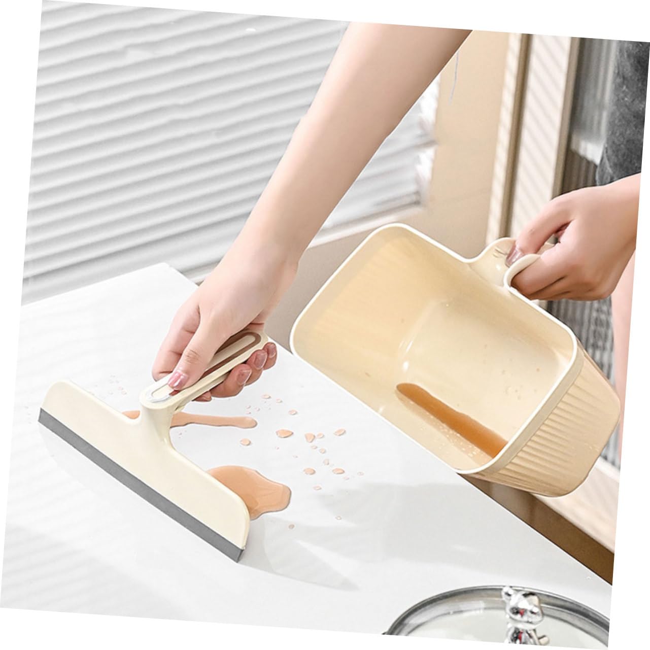 Amosfun 3 Sätze Küchenreiniger Multifunktionales Reinigungswerkzeug mit Schaufel und Abzieher für Tischoberflächen Kompakte und Langlebige Reinigungslösung für Vielseitige Anwendungen