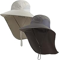 Vista 10 de Sombrero de sol para exteriores para hombre con protección UPF 50+, gorra de safari de ala ancha, sombrero de pesca con solapa para el cuello