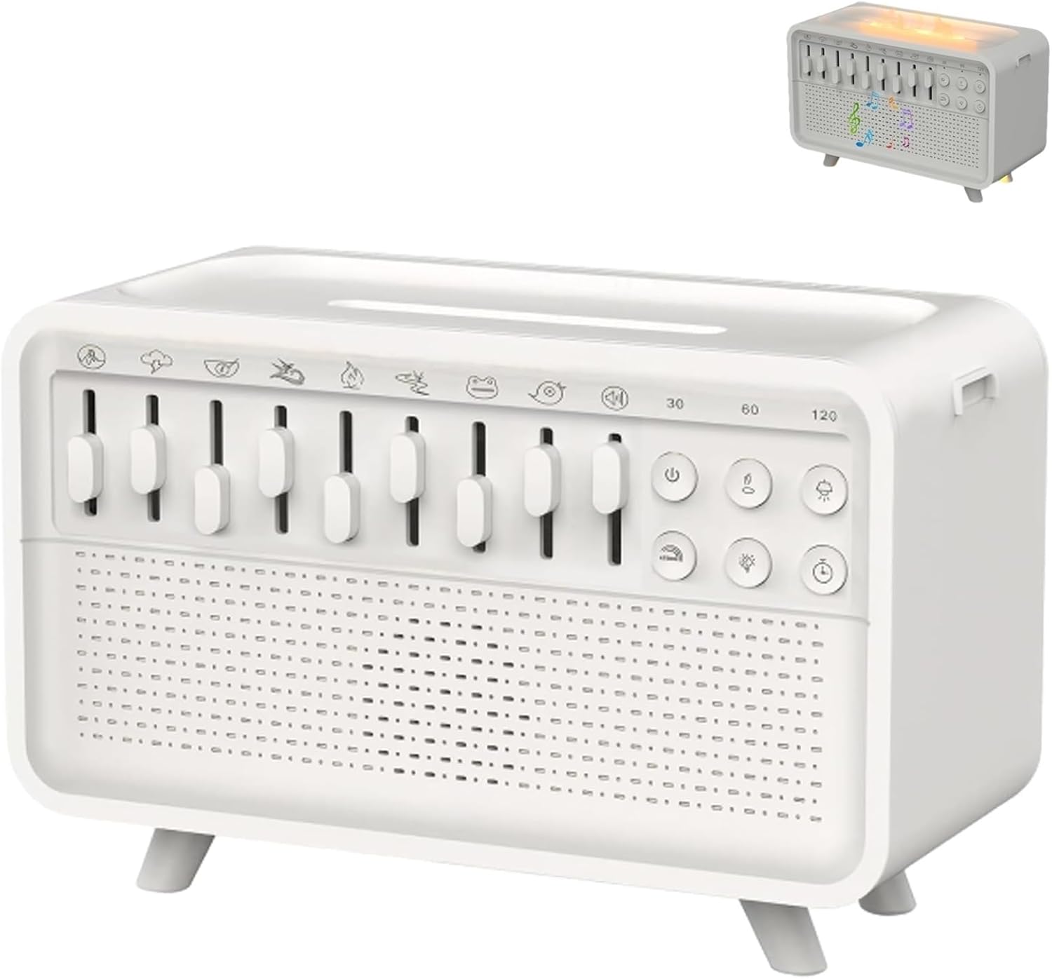 Humifall Noise Humidifier, 3-in-1 White Noise Sound Machine for Sleep Office, Rain Thunderstorm Nature Flame Diffuser Humidifier Night Light for Sleeping Home with 8 Ambient Sounds