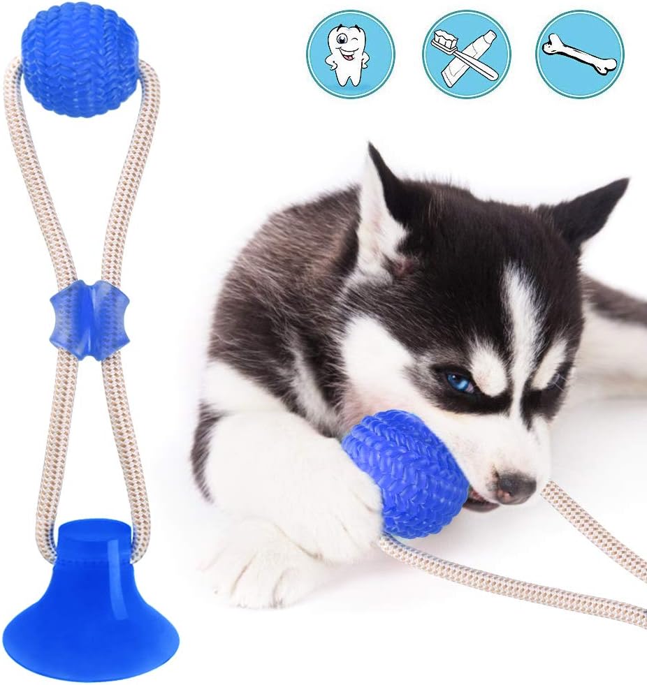 HUHUDAY Suction Cup Dog Toy, Chew Toys for Dog, Pet Molar Bite Toy Multifunction Elasticity Soft Self-Game Rubber Cleaning Teeth Chew Toys Resistant Non-Toxic Soft Natural for Dog Puppy