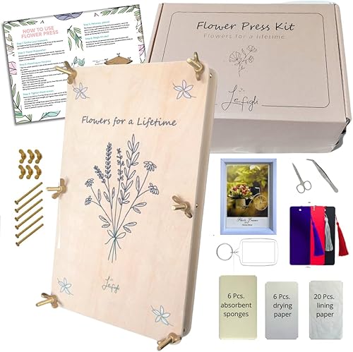 LeFigli Kit de prensa de flores el kit de prensado de flores más completo para adultos, flores prensadas, kit de preservación de flores, kits de