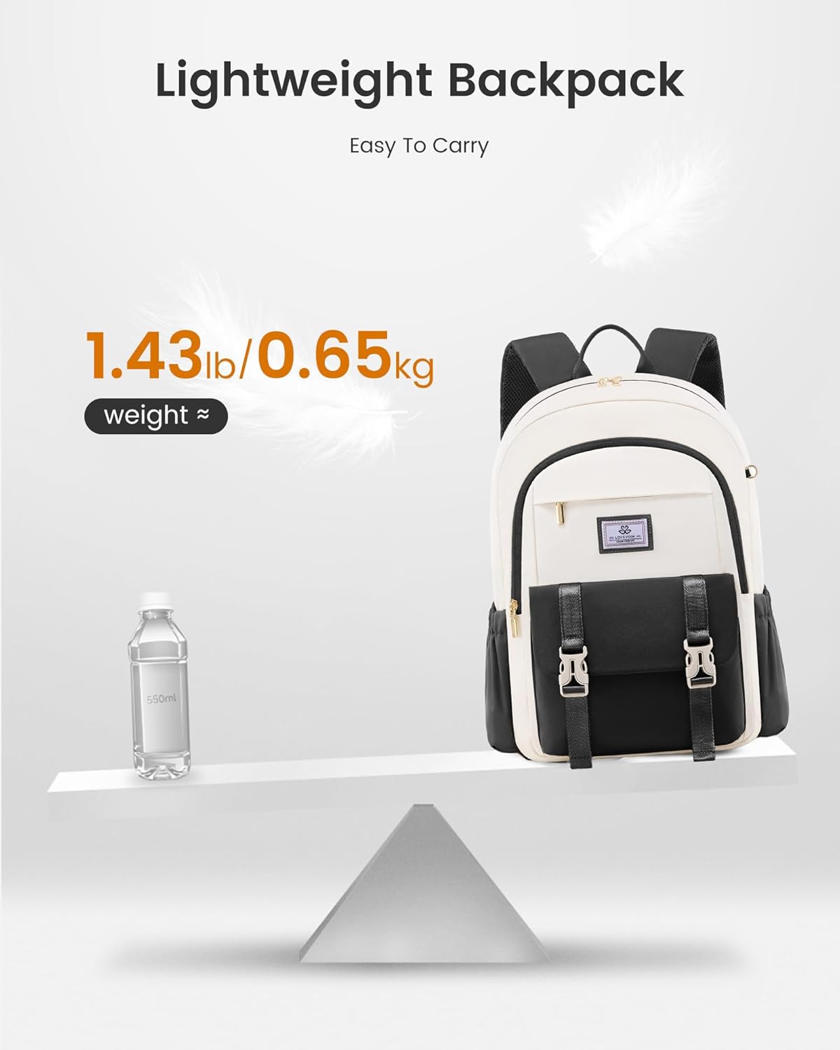 LOVEVOOK School Backpack for Girls Boys,Bookbag for Teen with Pouch Pocket for Large Capacity Cup, Waterproof School Bookbag, Preppy Backpack Travel Daypack with 15.6 inch Laptop Compartment