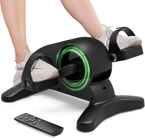 UKEEP Mini Under Desk Exercise Bike Pedal Exerciser, Motorized Setting Bike Pedal Exerciser Leg/Arm Cycle for Senior, Physical Therapy, with 12 Adjustable Speed, LCD Display, Remote Control