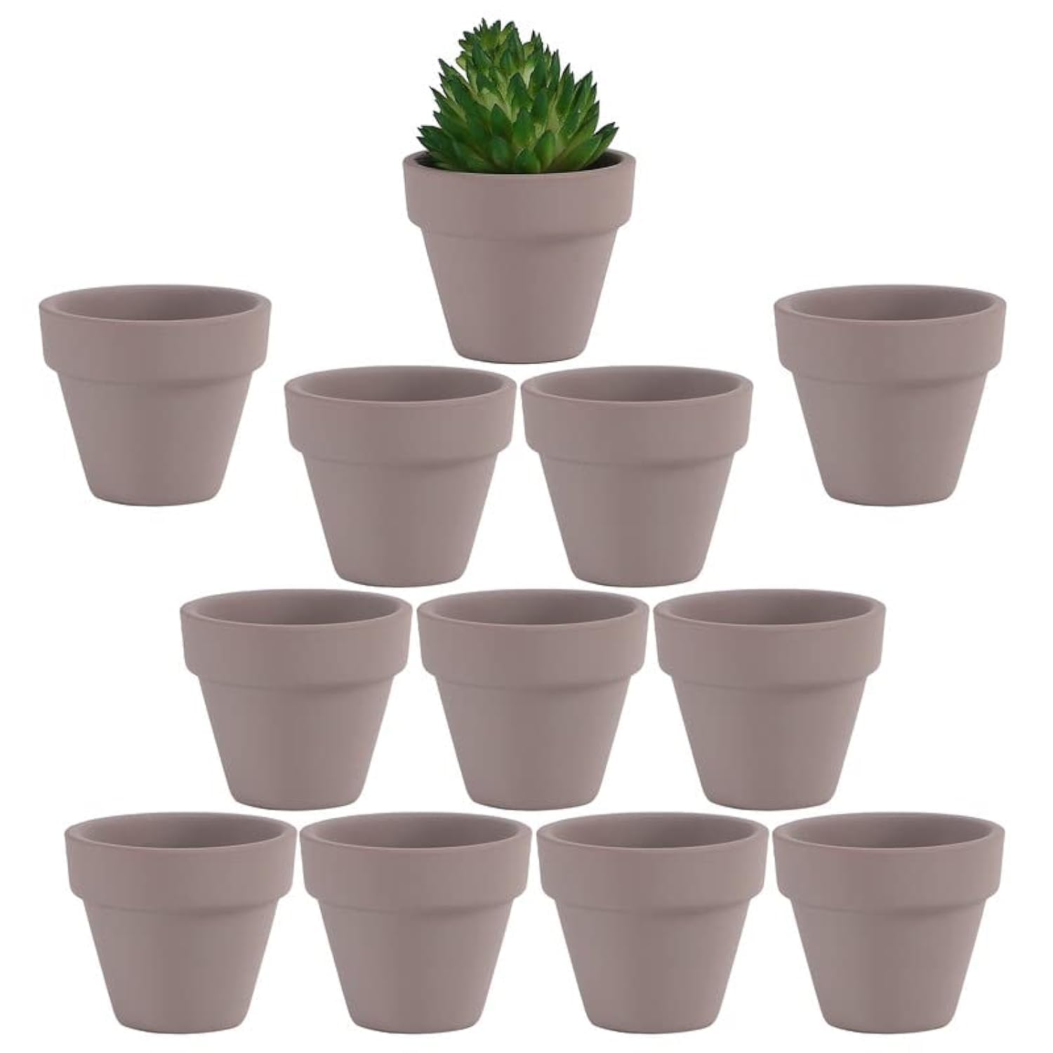 Yishang 1.9 Inch Tiny Grey Terracotta Pots Pack of 12-Small Mini White Clay Pots with Drainage Holes Flower Nursery Terra Cotta Planter for Tiny Cactus,Herb,Succulent Plants,Crafts