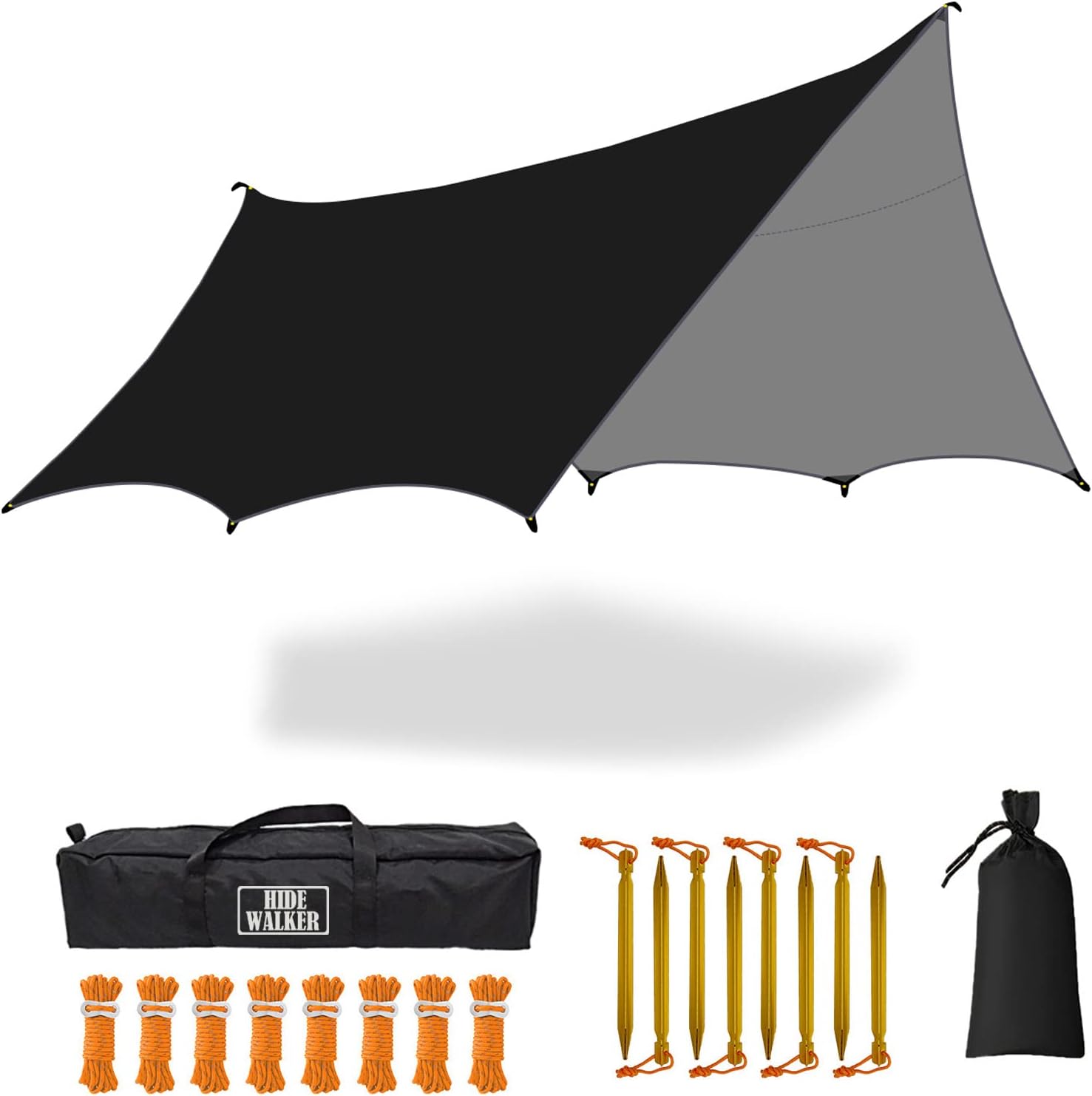 8-10 People 5.1 x 55.1 m Large Hammock Tarp Waterproof Tent Tarp Hexagon Camping Tarpaulin Rain Tarpaulin Picnic Tent Mat Outdoor Survival Equipment Without Poles