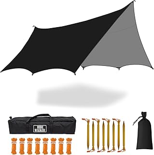 5m x 5m Toldo Camping Furgoneta Tarp Bushcraft Impermeable Refugio de Supervivencia Lonas para Toldos de Patio de Jardín de Sombra de Gran Área