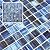 CASAPALACE Peel and Stick Glass Tile, 12" x 12" Dark Blue Mosaic Square Glass Backsplash Tile for Kitchen Bathroom Wall (8-Sheet, 8 SQ.FT)