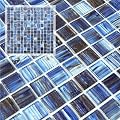 CASAPALACE Peel and Stick Glass Tile, 12" x 12" Dark Blue Mosaic Square Glass Backsplash Tile for Kitchen Bathroom Wall (8-Sheet, 8 SQ.FT)
