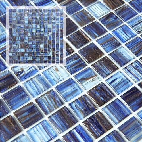 CASAPALACE Peel and Stick Glass Tile, 12" x 12" Dark